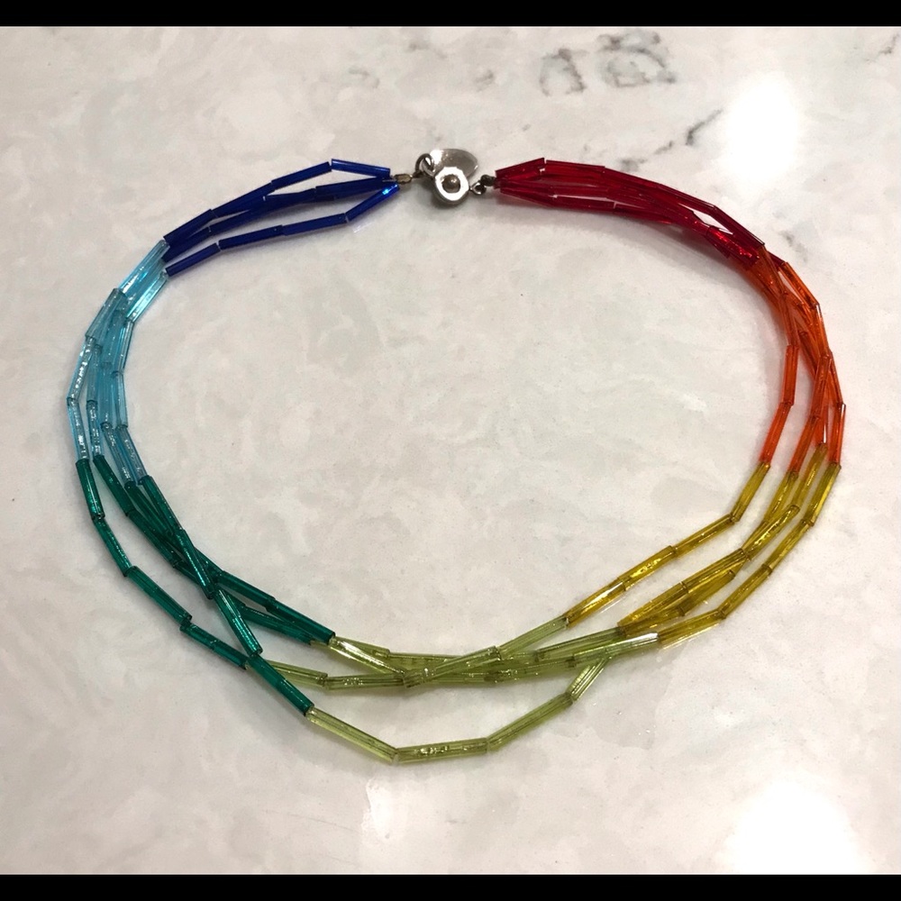 Vintage Philippe Audibert Necklace, Rainbow 17”
